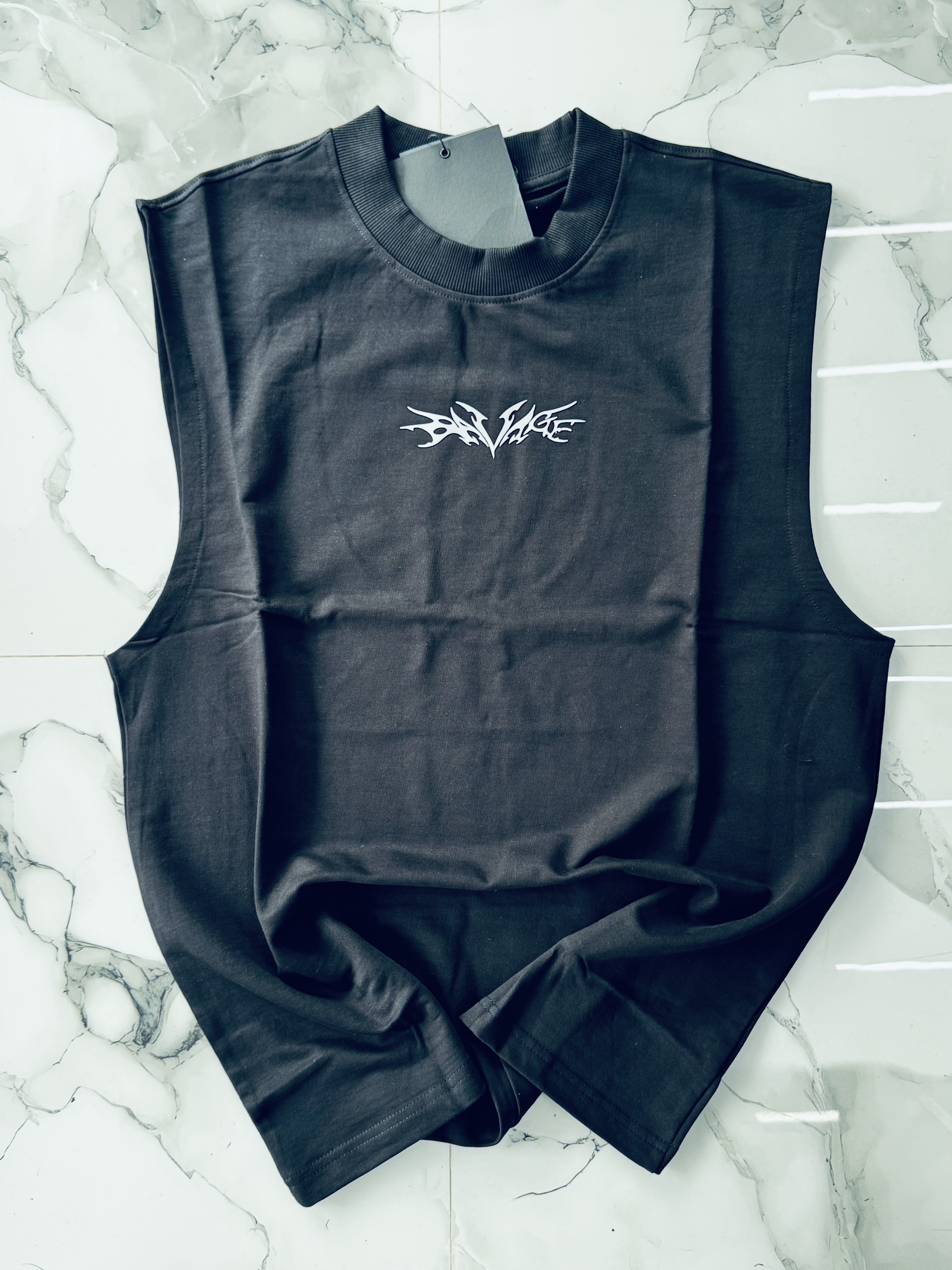 Savage Oversized Sleeveless Tank Top – Black