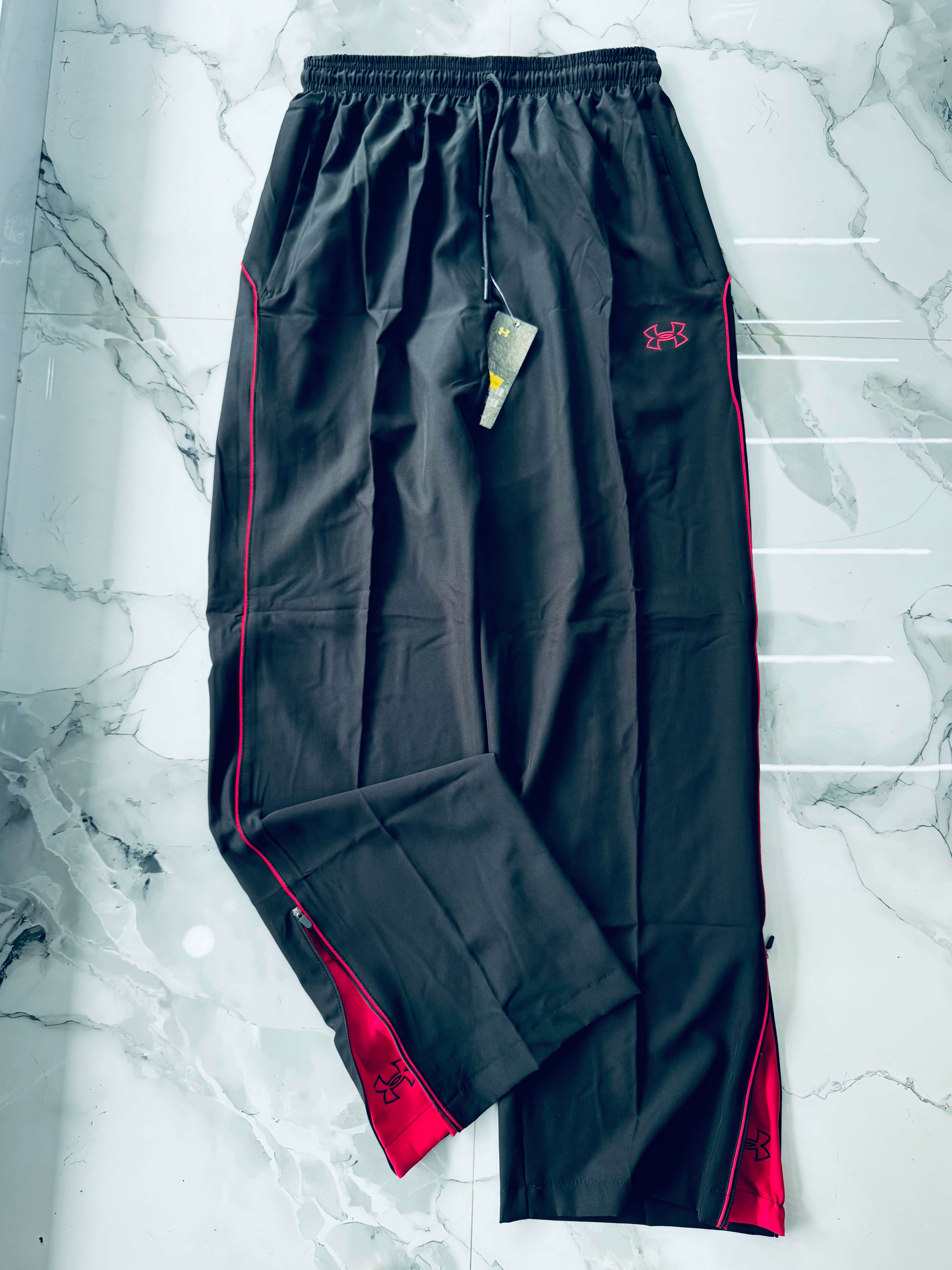 Men's Black Performance Track Pants with Contrast Side Panels