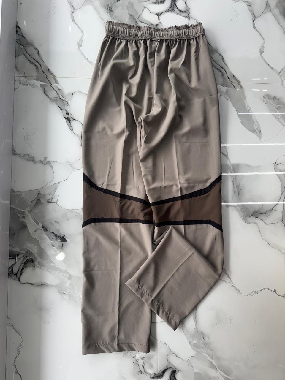 Premium Beige Training Track Pants with Contrast Panel Design – Sports Joggers for Men