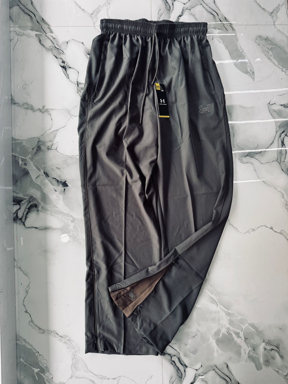 Under Armour Men's Charcoal Gray Training Track Pants with Zippered Ankles